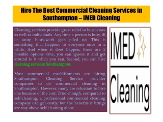 Hire The Best Commercial Cleaning Services in Southampton – IMED Cleaning