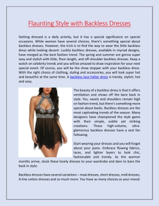 Flaunting Style with Backless Dresses