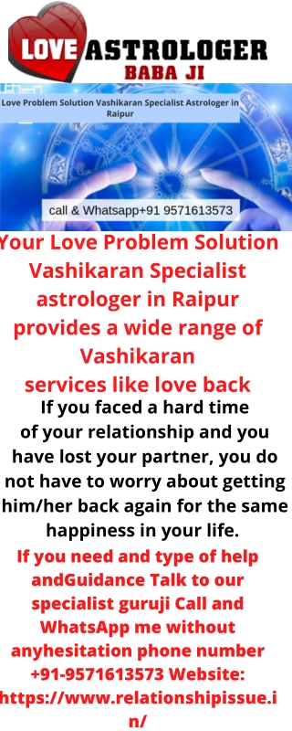 Love Problem Solution Vashikaran Specialist Astrologer in Raipur - Relationship tips