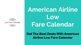 American Airline Low Fare Calendar