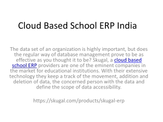 Cloud Based School ERP India