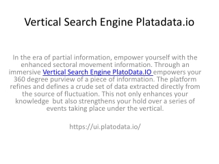 Vertical Search Engine Platadata.io