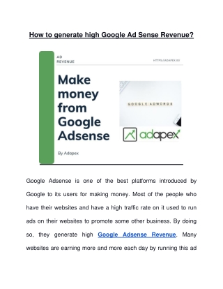 How to generate high Google AdSense Revenue?