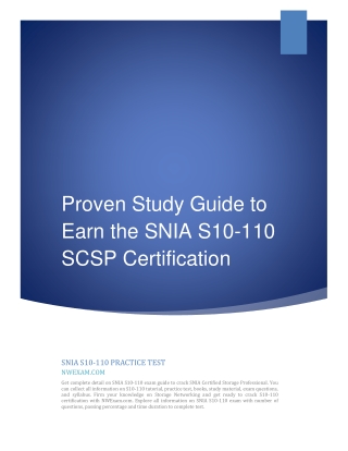Proven Study Guide to Earn the SNIA S10-110 SCSP Certification