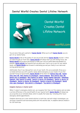 Dental Worlld Creates Dental Lifeline Network