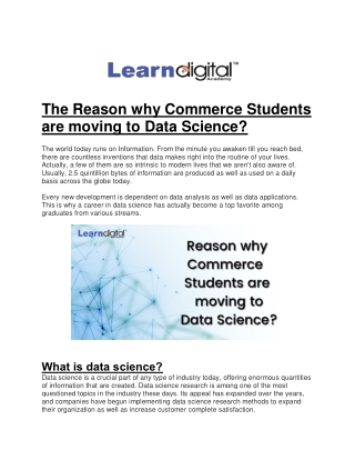 The Reason why Commerce Students are moving to Data Science?