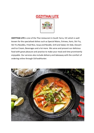 Ozzy Thai lite - 5% off - Popular Thai Menu Restaurant, VIC