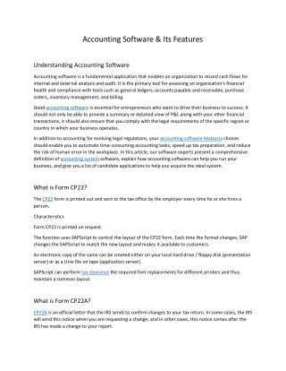 Accounting Software & Its Features