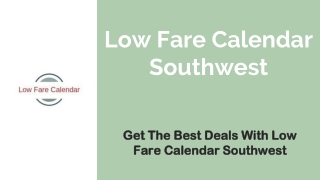 Low Fare Calendar Southwest