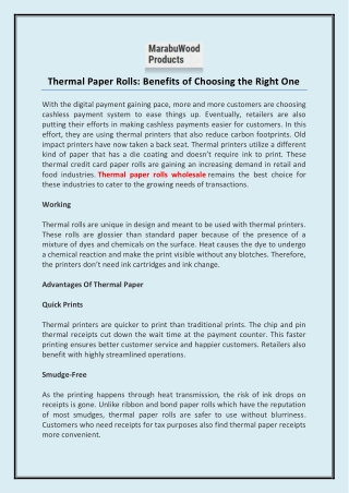 Thermal Paper Rolls: Benefits of Choosing the Right One