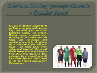 Custom Hockey Jerseys Canada - Quality Sport