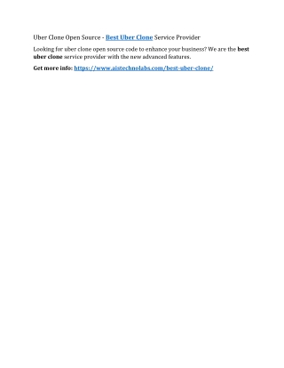 Uber Clone Open Source - Best Uber Clone Service Provider