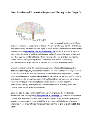 Depression Therapy in San Diego