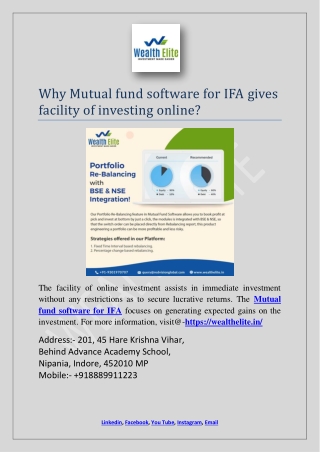 Why Mutual fund software for IFA gives facility of investing online?