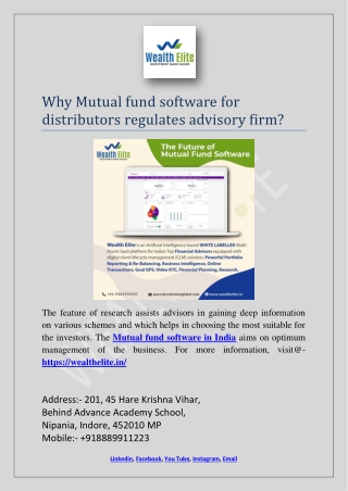 Why Mutual fund software in India allows facility of research?