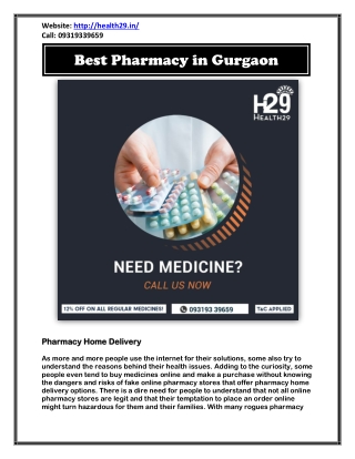 Best Pharmacy in Gurgaon | Pharmacy Home Delivery - Health29