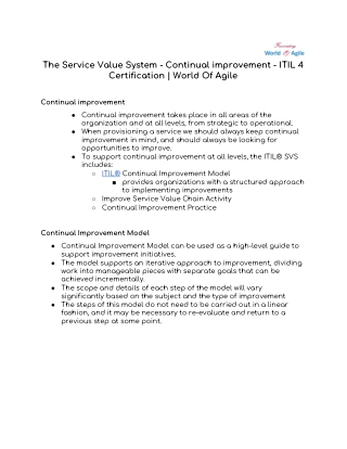 The Service Value System - Continual improvement | World Of Agile
