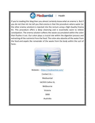 Buy Best Enema Bag Kit Online | Medisential.com