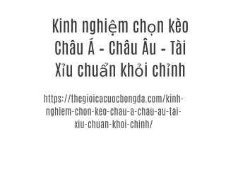 Kinh nghiệm chọn kèo Châu Á – Châu Âu – Tài Xỉu chuẩn khỏi chỉnh