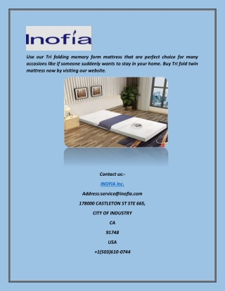 Tri Fold Mattress | Inofia.Com