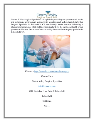 Knee Replacement in Bakersfield Ca | Cenvalss.com