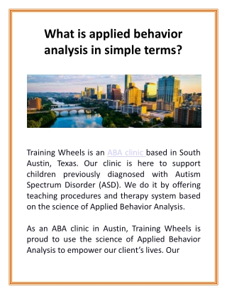 What is applied behavior analysis in simple terms?