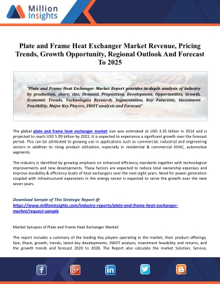 Plate and Frame Heat Exchanger Market 2025 Applications, Share, Growth, Size and Drivers