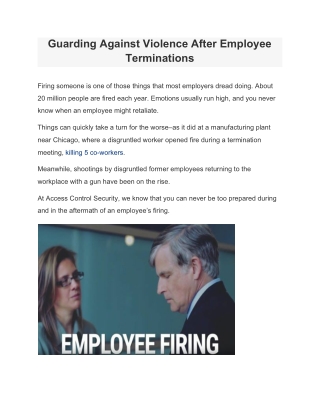 Security For Employee Terminations