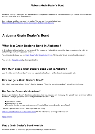 Alabama Grain Dealer’s Bond