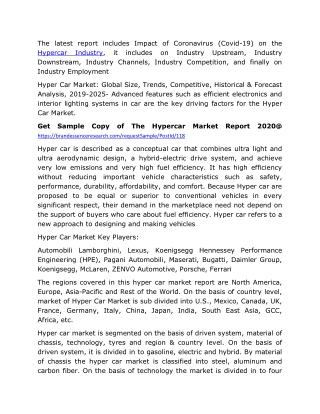 Hypercar Market 2020 Global Size, Share, Regional Trends and Comprehensive Research Study 2025