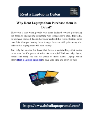 Why Rent Laptops than Purchase them in Dubai?