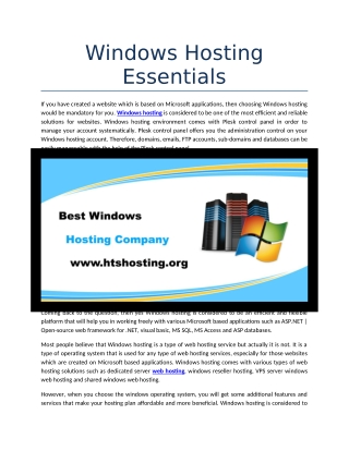 Windows Hosting Essentials