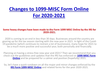 Changes to 1099-MISC Form Online For 2020-2021