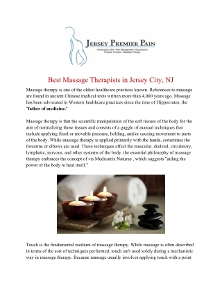 Best Massage Therapists in Jersey City, NJ