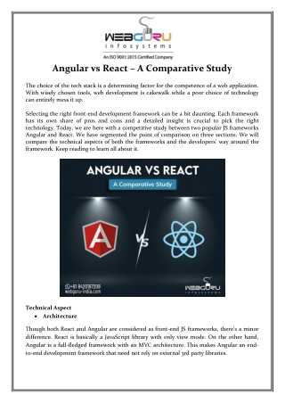 Angular vs React - A Comparative Study