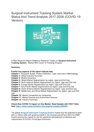 Surgical Instrument Tracking System Market Status And Trend Analysis 2017-2026