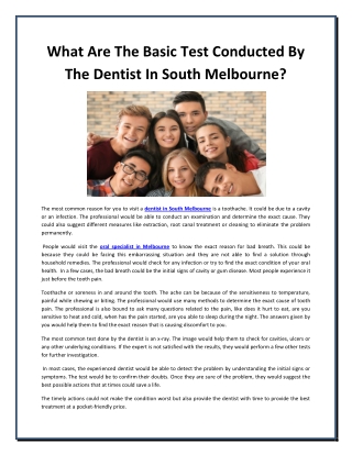 What Are The Basic Test Conducted By The Dentist In South Melbourne?