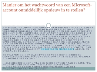 Herstellen Microsoft wachtwoord vang de online service