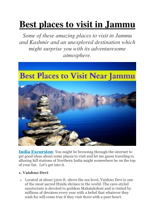 Best Places to Visit in Jammu