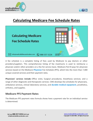 Calculating Medicare Fee Schedule Rates