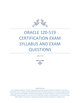 Oracle 1Z0-519 Certification Exam Syllabus and Exam Questions