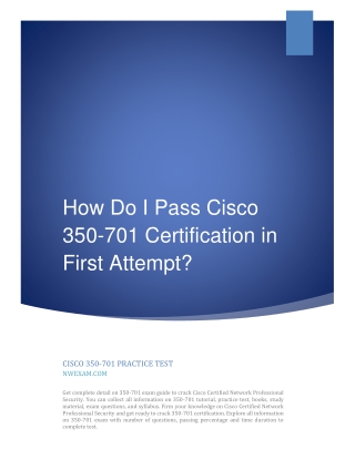 How Do I Pass Cisco 350-701 Certification in First Attempt?
