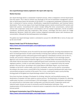 Zero Liquid Discharge Industry explained in the report with major key