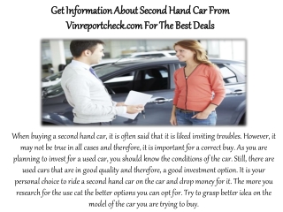 Get Information About Second Hand Car From Vinreportcheck.com For The Best Deals