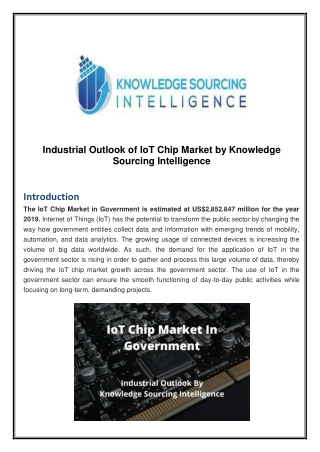 Industrial Outlook of IoT Chip Market In Government by Knowledge Sourcing