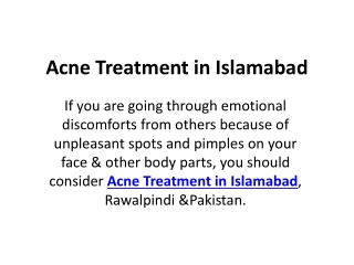 Acne Treatment in Islamabad