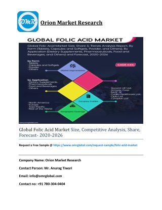 Global Folic Acid Market Size, Competitive Analysis, Share, Forecast- 2020-2026