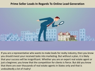 Prime Seller Leads In Regards To Online Lead Generation