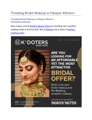Trending Bridal Makeup in Udaipur KDoters