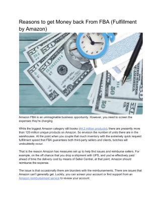 Reasons to get Money back From FBA (Fulfillment by Amazon)